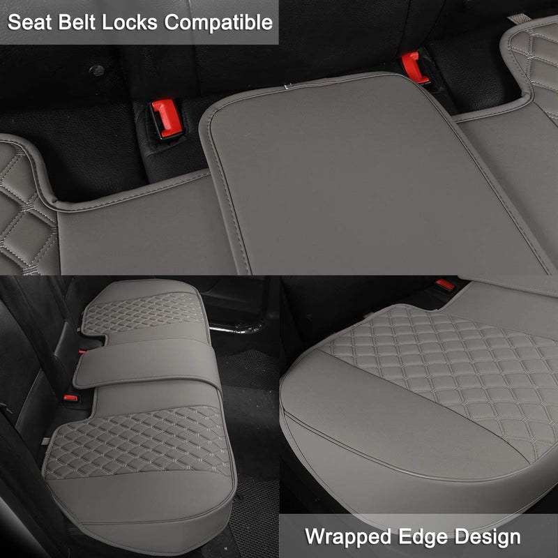 Black Panther Luxury PU Leather Rear Car Seat Cover, Compatible with Most Vehicles, Adjustable Length 49-55'', Diamond Pattern Embroidery (Gray) - Image 3